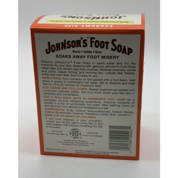 Johnson's Foot Soap Quick Dissolving Powder Economy 7 Packets Discontinued - Picture 2 of 5